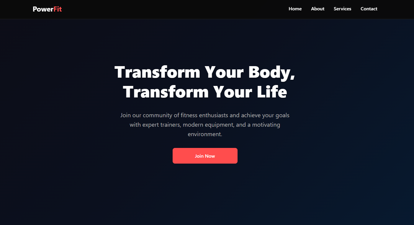 PowerFit Gym Website Screenshot